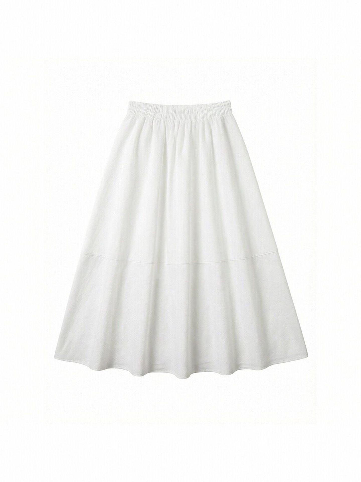 

Elegant Plus Size Women s High-Waisted Cotton Skirt - Niche, Drape, Slimming, Elastic Waist 3XL (85-100 kg) білий