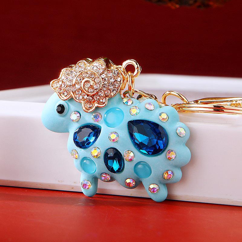 Zodiac Rhinestone Lamb Keychain Pendant for Women's Bag - Creative Business Logo Gift