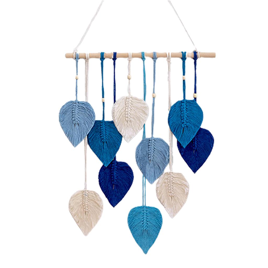 Hand Woven Leaf Macrame Tapestry Boho Decor Hanging Pendant Crafts Wall Hanging Home Decoration For Bedroom Living Room