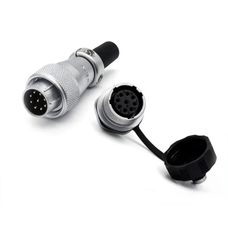 WEIPU WS16 TQ+ZM LED Light M16 Electrical Avaition Connector 2 3 4 5 7 9 10 Pin Adapter Male Plug Female Socket Rear Nut Seat