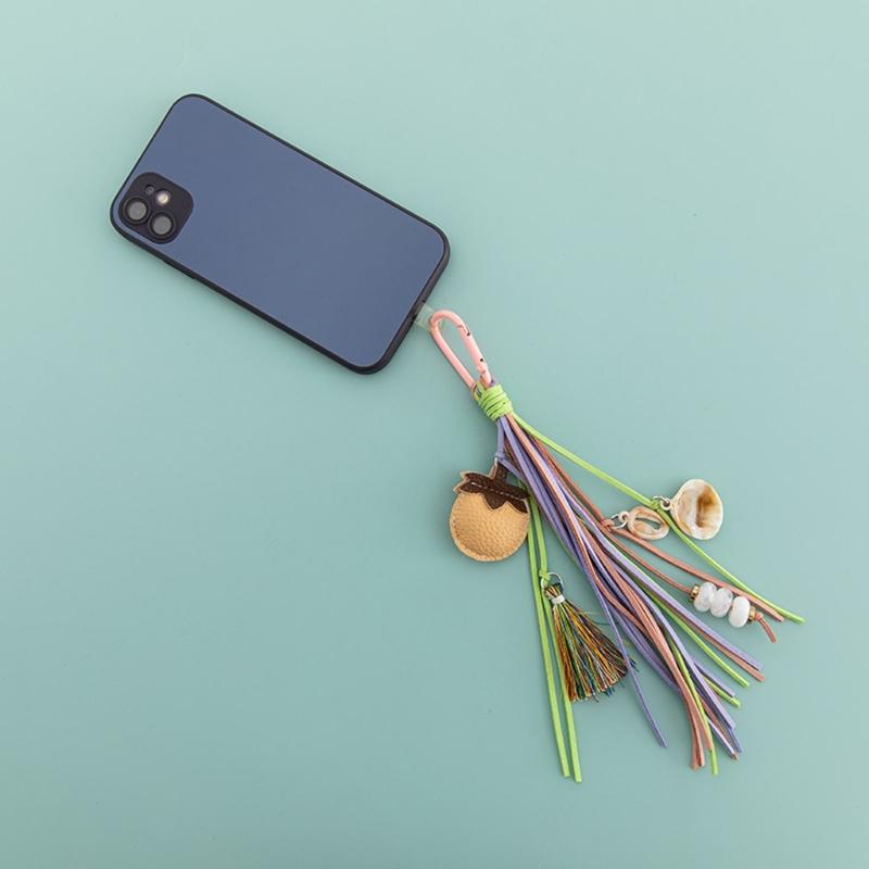 Ligero Encanto de Bolso Inspirado en Frutas con Acento de Concha de PU Hecha a Mano y Borlas Desmontables