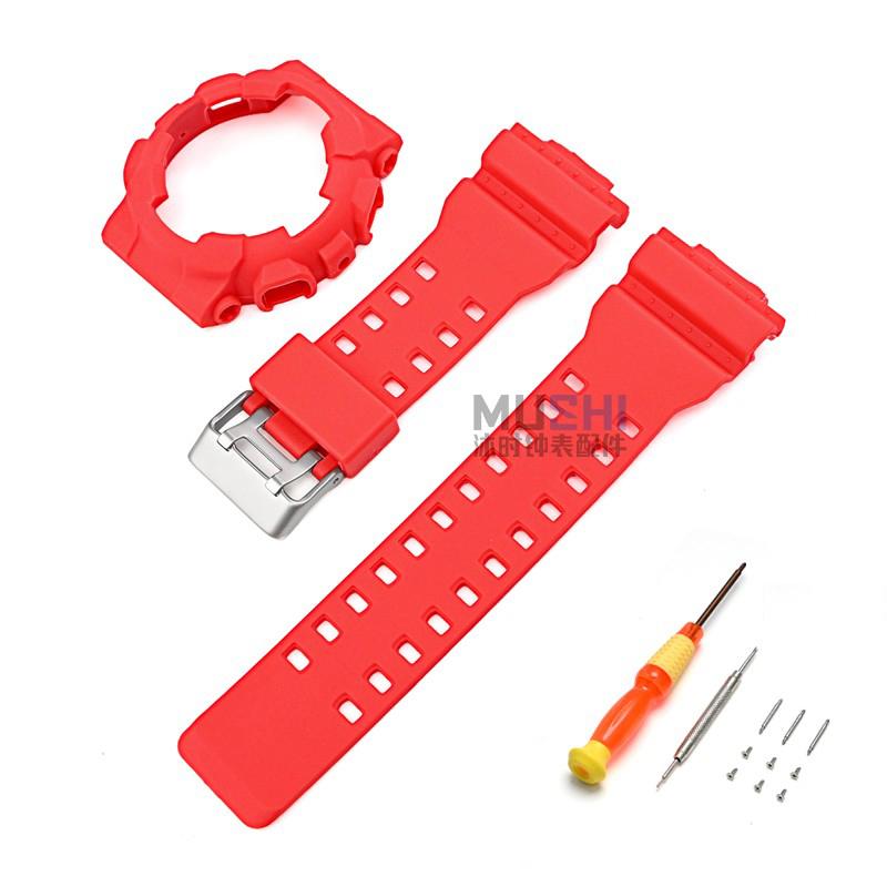 Dla Casio G-Shock GA-100/110/120/140 GD-100 GAX-100 GLS-100 Zamienny Gumowy Silikonowy Matowy Pasek do Zegarka Bransoleta Pasek + Koperta