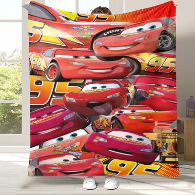 Cartoon Auto's Lightning McQueen Flanellen Deken, Ultra Zacht Warm Pluche Plaid voor Huis Slaapkamer Bed Bankhoes Kantoor Kamperen cadeau
