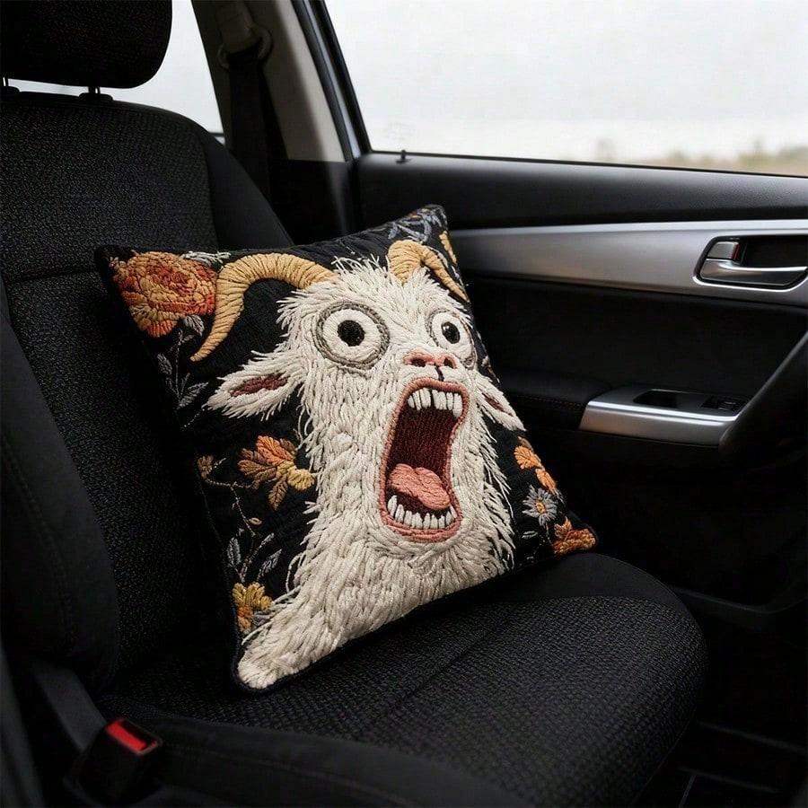 1 Funny Screaming Goat Pillowcase, 18x18 Inch Short Plush Pillowcase, Abstract Modern Animal Print With Zipper Closure