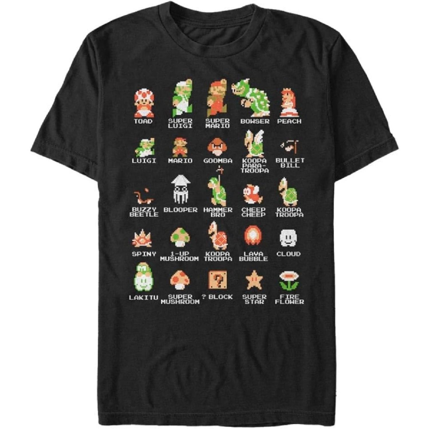 Nintendo Mens Pixel Cast T-Shirt S