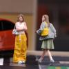 2x 1/64 Scale Female Model 3D Character Stimulated Diorama Scenery Tiny People for Train