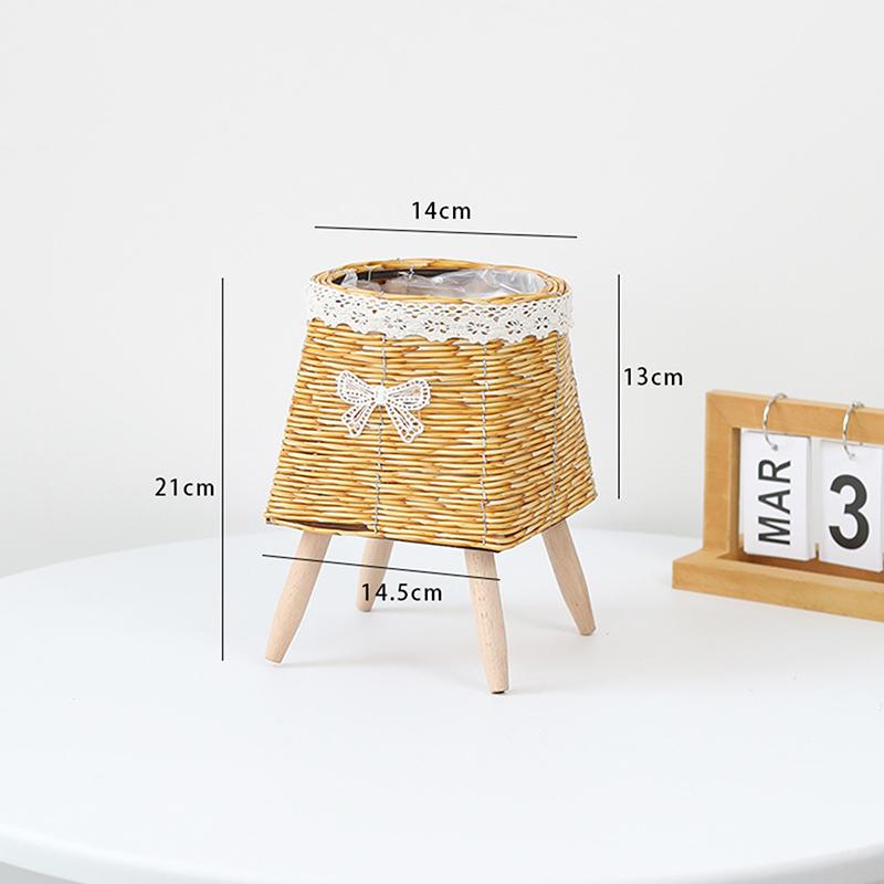 

Плетеный из ротанга цветочный горшок креативные цветочные кашпо на ножках прочная ручная плетеная подставка для растений настольный цветочный горшок корзина