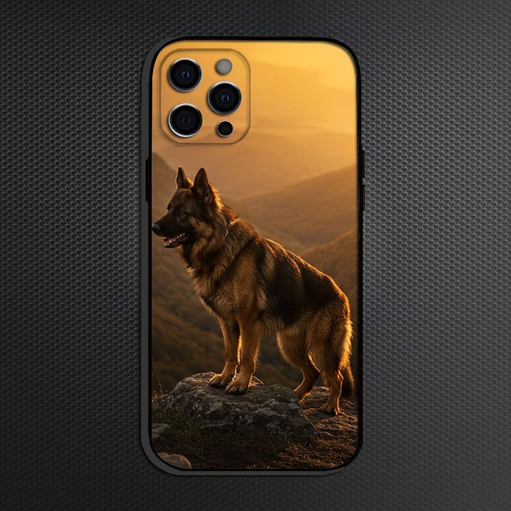 Beauty German Shepherd Dog Phone Case For iPhone 16,15,14,13,12,11 Plus,Pro Max, Soft Silicone Black Cover