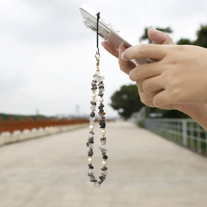 1 Piece Retro Phone Straps European Style Natural Stone Amethyst Phone Lanyard Vintage Phone Pendant Cute Accessories