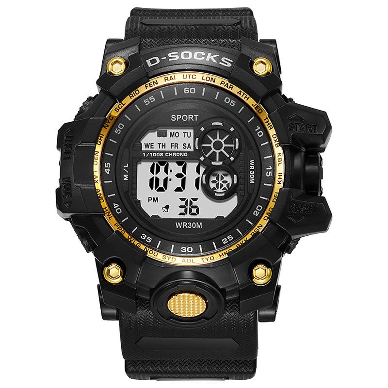 

Черные цифровые часы для мужчин Спортивные часы Водонепроницаемые Наружные Хронограф Стрелочные часы G-Shock Студенческие Наручные часы жёлтый