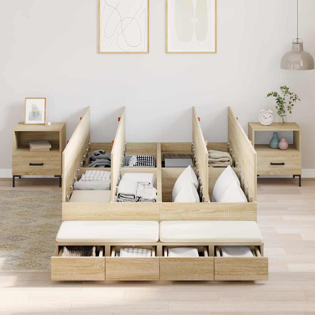 Storage Bed Frame Sonoma Oak 120 cm Wood Based Material