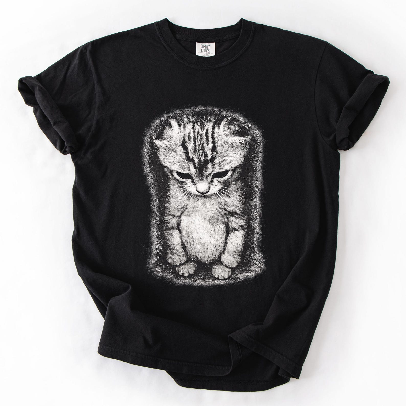 Sad Kitten Meme Shirt, Standing Cat T-Shirt, Funny Cat Meme Tee, Cute But Sad Cat Graphic Shirt, Unisex Vintage Style Cat Lover Gift XL