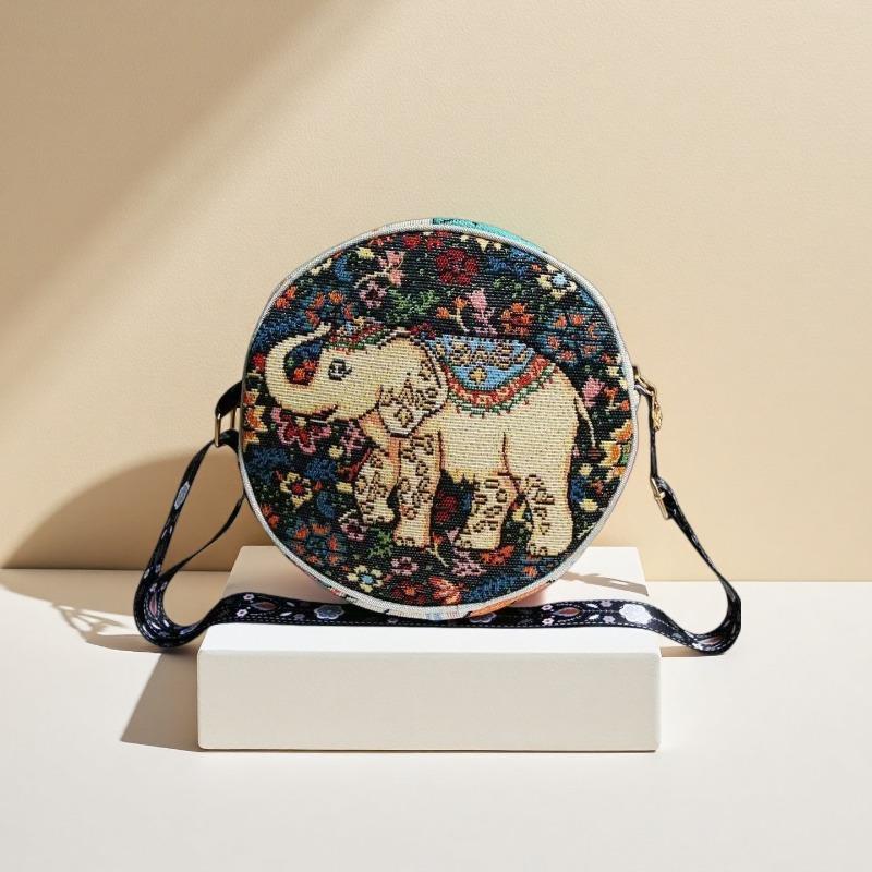 Ethnic-style Hand-held and Crossbody Multi-purpose Bag, Embroidered Bag, Casual Double-sided Hanfu Small Cloth Bag