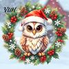 Home Beautification Stickers Christmas Owl Wreath Static Window Cling, Winter Holiday Glass Sticker, Customizable Patterns No?Glue Reusable