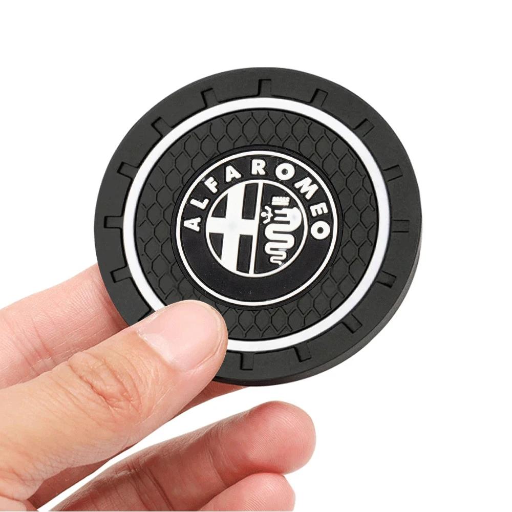 Car Sticker For Alfa Romeo 159 147 1/2pcs Car Coasters Silica Gel Water Cup Mat Valve Non-slip Pad For Alfa Romeo Giulia Stelvio cdr563
