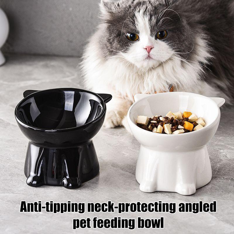 Anti-Tipping Neck-Protecting Pet Cat Food And Water Bowl, Tall-Legged Slanted Bowl, Large Capacity Cat Food Bowl