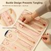 Portable Roll-Up Jewelry Organizer with Embroidered Cover, Lightweight Travel Jewelry Storage Pouch for Necklaces, Bracelets