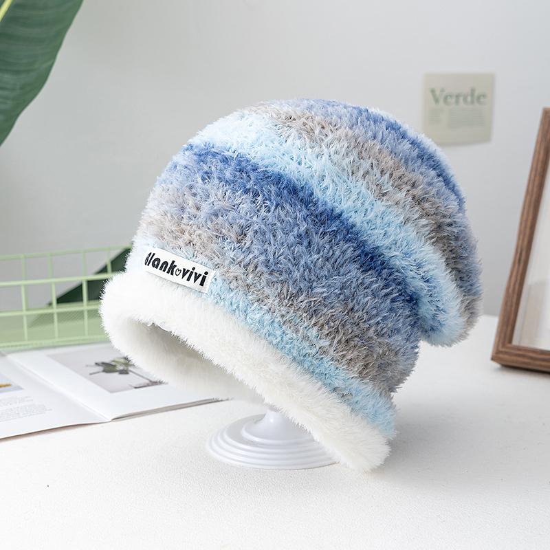 New Loose Dandy Hat Lazy Style Gradient Beanie Hat Fashion Winter Hats For Women Streetwear Multicolour Warm Hats For Girl