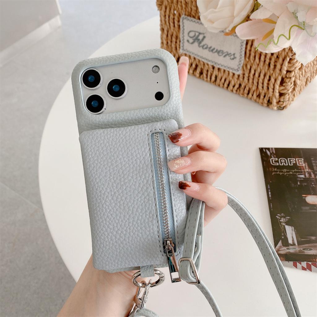 Leather Crossbody Zipper Wallet Phone Case for iPhone 17 Air 16 15 14 Plus 13 12 Pro Max with Card Holder Slot Protective Cover