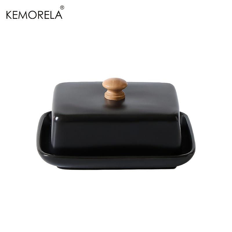 Ceramic Butter Dish with Lid Rectangular Sealable Cheese Storage Box High-End And Elegant for Kitchen & Restaurant Ome