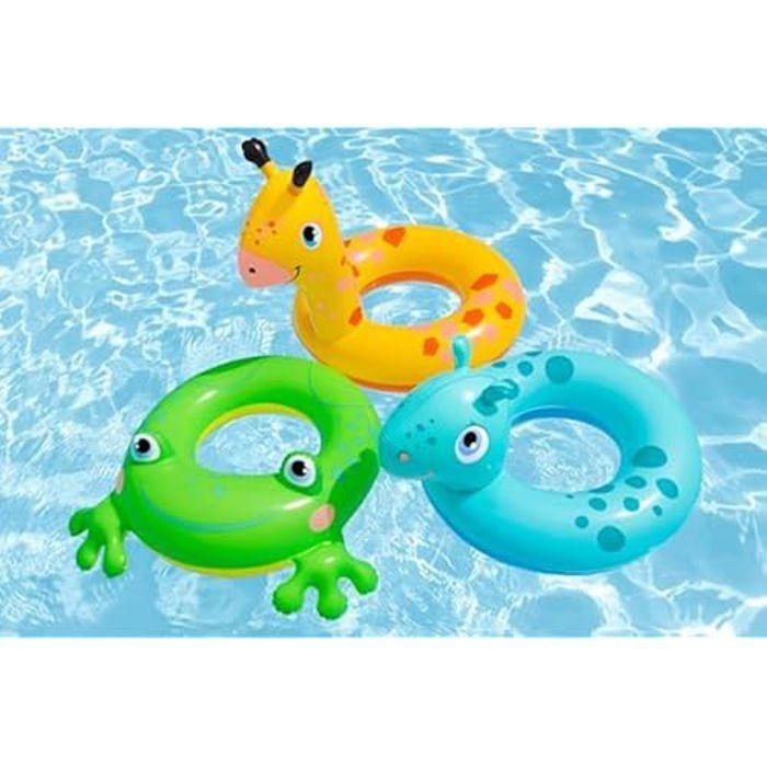 Schwimmring für Kinder - BESTWAY - Lil' Pal - 64 cm x 61 cm x 19,5 cm - Grün - Blau - Gelb