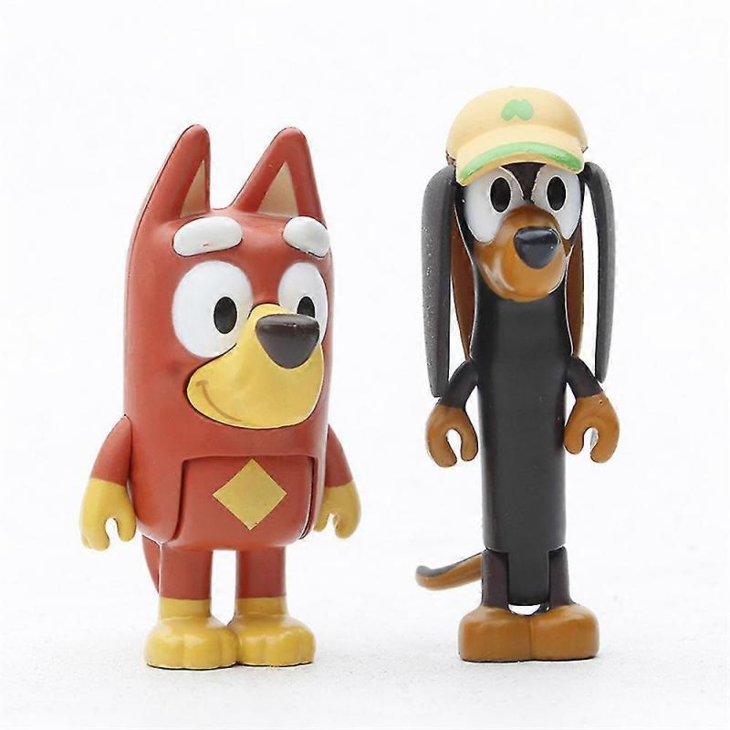 8pcs Bluey And Friends Poseable Action Figures Toys Desktop Ornament Gifts For Girls Boys