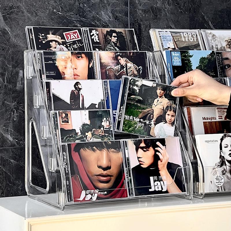 5/7-poziomowy stojak na płyty CD, stojak na ekspozycję albumów, przezroczysty stojak do przechowywania płyt i kaset, wielofunkcyjny stojak na blat