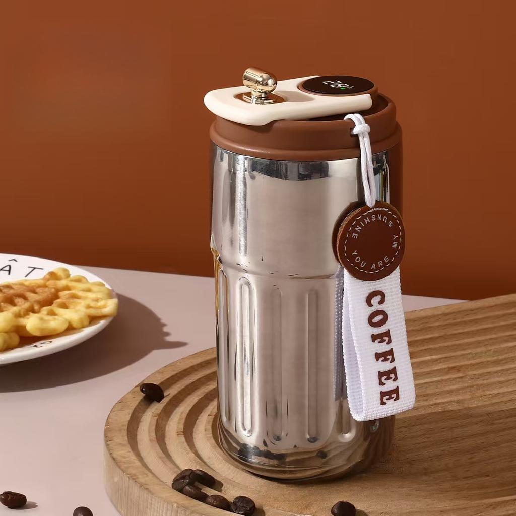 Sticlă termos de 450 ml, cu afișare inteligentă a temperaturii, ceașcă cu vid din oțel inoxidabil 316, ceașcă de cafea pentru birou, cană termică portabilă de afaceri