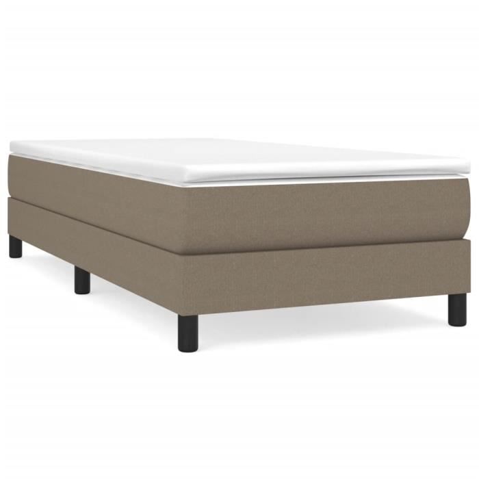 3144057 vidaXL Lit à sommier tapissier avec matelas Taupe 100x200 cm Tissu