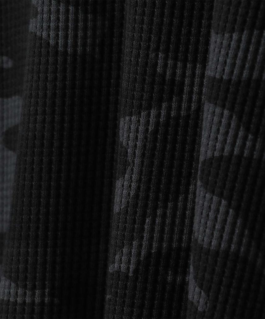 SLOW RECORD HOUSE Logo Waffle Crop T-Shirt_Camo (Charcoal)