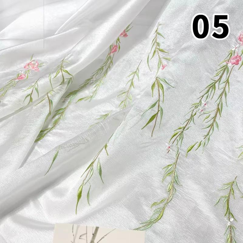 

100x150 см вышитая ткань с листьями ивы для самостоятельного шитья платье Hanfu Guofeng градиентная тяжелая промышленная вышивка дизайнерская ткань 100x150cm
