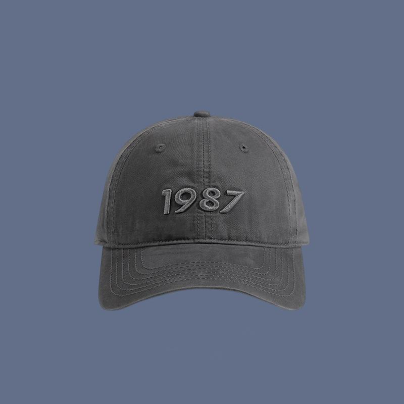 New Big Head Circumference 1987 Embroidered Baseball Cap Quality Deep Top Curved Brim Showing Face Small Cap Children Spring and Autumn Versatile