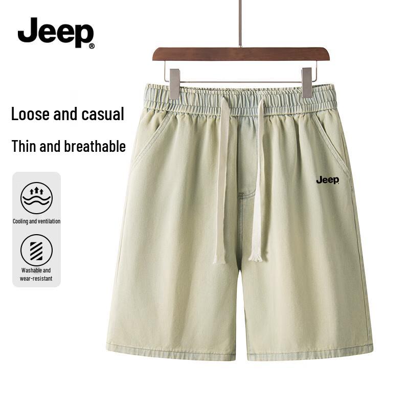 Jeep Men s Summer Loose Fit Washed Denim Shorts L
