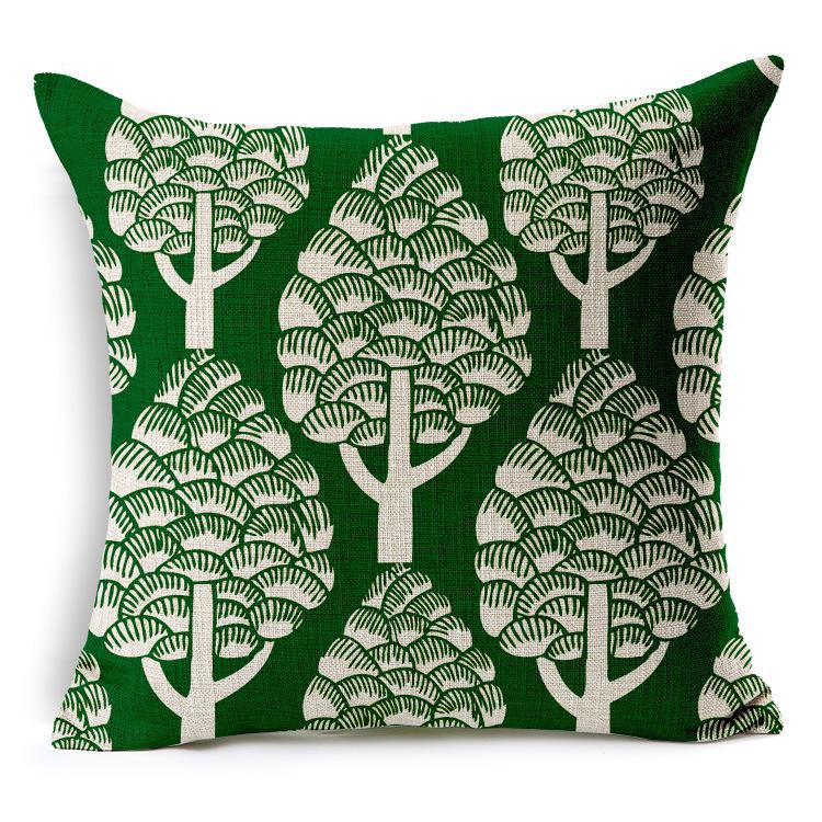 Nordic Geometric Leaf Flower Cushion Green Floral Pillow For Home Sofa Decorative Linen Throw Pillowcase