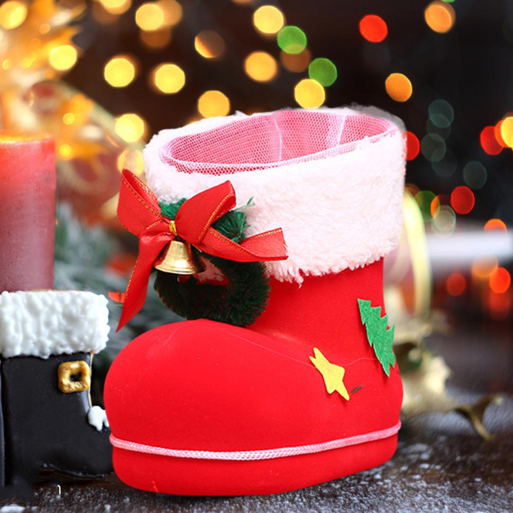 10-1pcs Christmas Candy Bags Red Boots Creative Sugar Bags Santa Gift Bag For Xmas Cookies Gifts Packing Supply Happy New Year