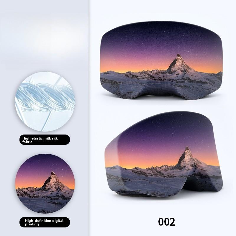 Portable Storage Ski Goggles Protective Cover Fashion Snow Mountain Starry Print Dust-proof Scratch-Proof Ski Eyewear Cover