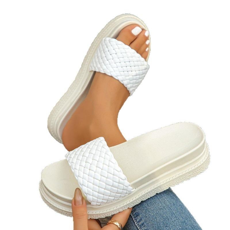 Women’s Woven Platform Slip-On Sandals Chunky Summer Flats