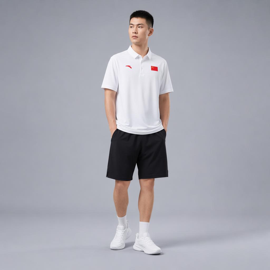 Anta Sports Lifestyle Series Solid Color Breathable Pullover Polo Shirt Unisex Polo Shirts Snow-White 452330103-1