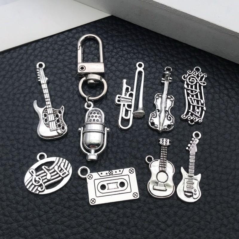 Vintage Music Instrument Charms Alloy Pendant DIY Bracelet Necklace Keychain Craft Jewelry Supplies