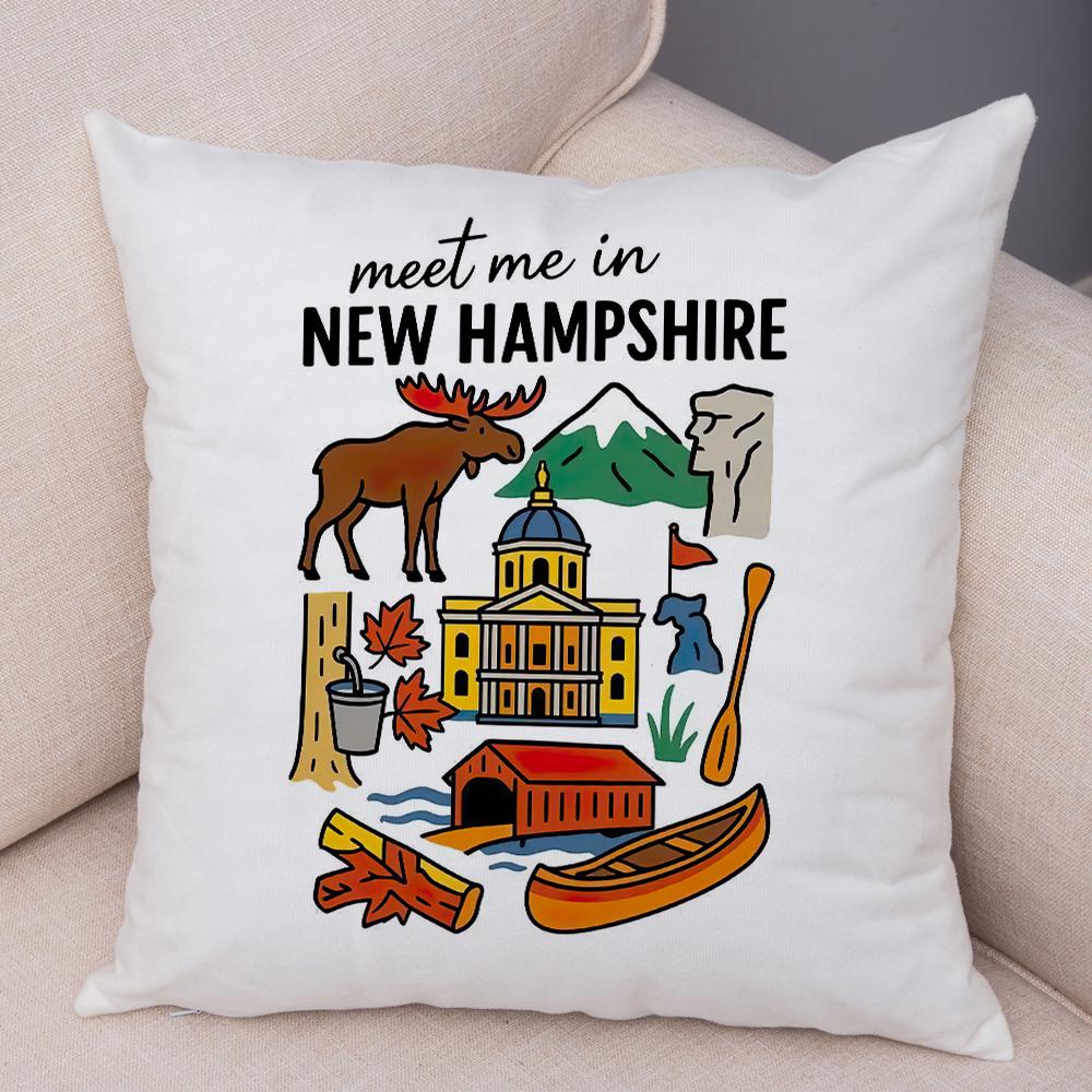 North Carolina Design Pillowcase Double Print Oklahoma Theme Cushion Cover Soft Plush North Dakota Style Pillowcase for Sofa