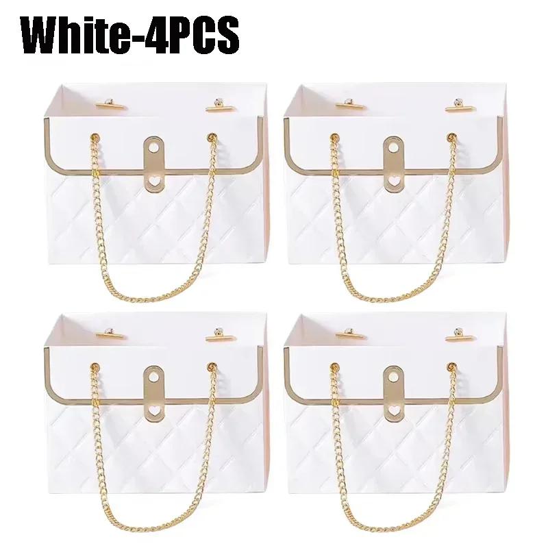 Flower Bags for Bouquets Small Flower Boxes for Arrangements with Metal Chain Cute Purse Paper Gift Box Floral Packing Tote Bags