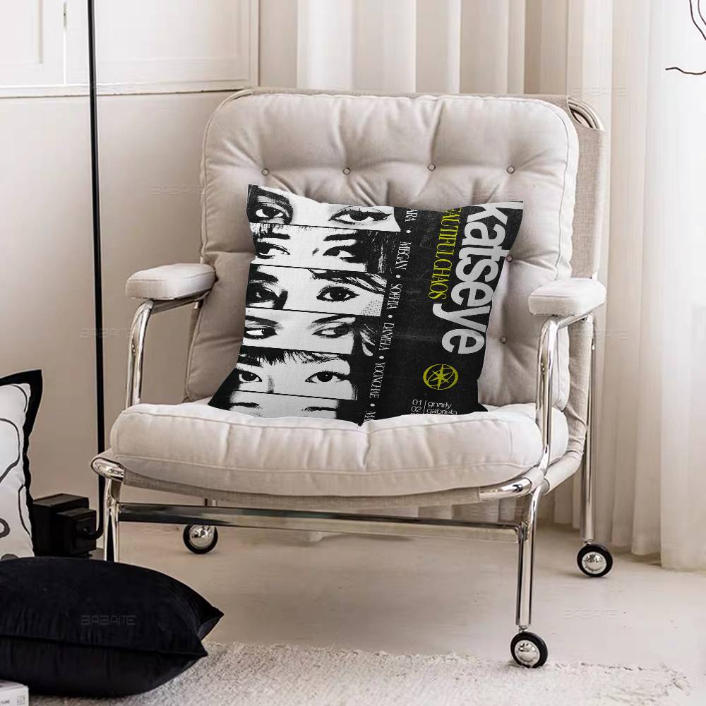 K-KATSEYE Office Cushion Pillowcase Car Cushion Cover45X45CM Lumbar Pillowcase Sofa Pillowcover