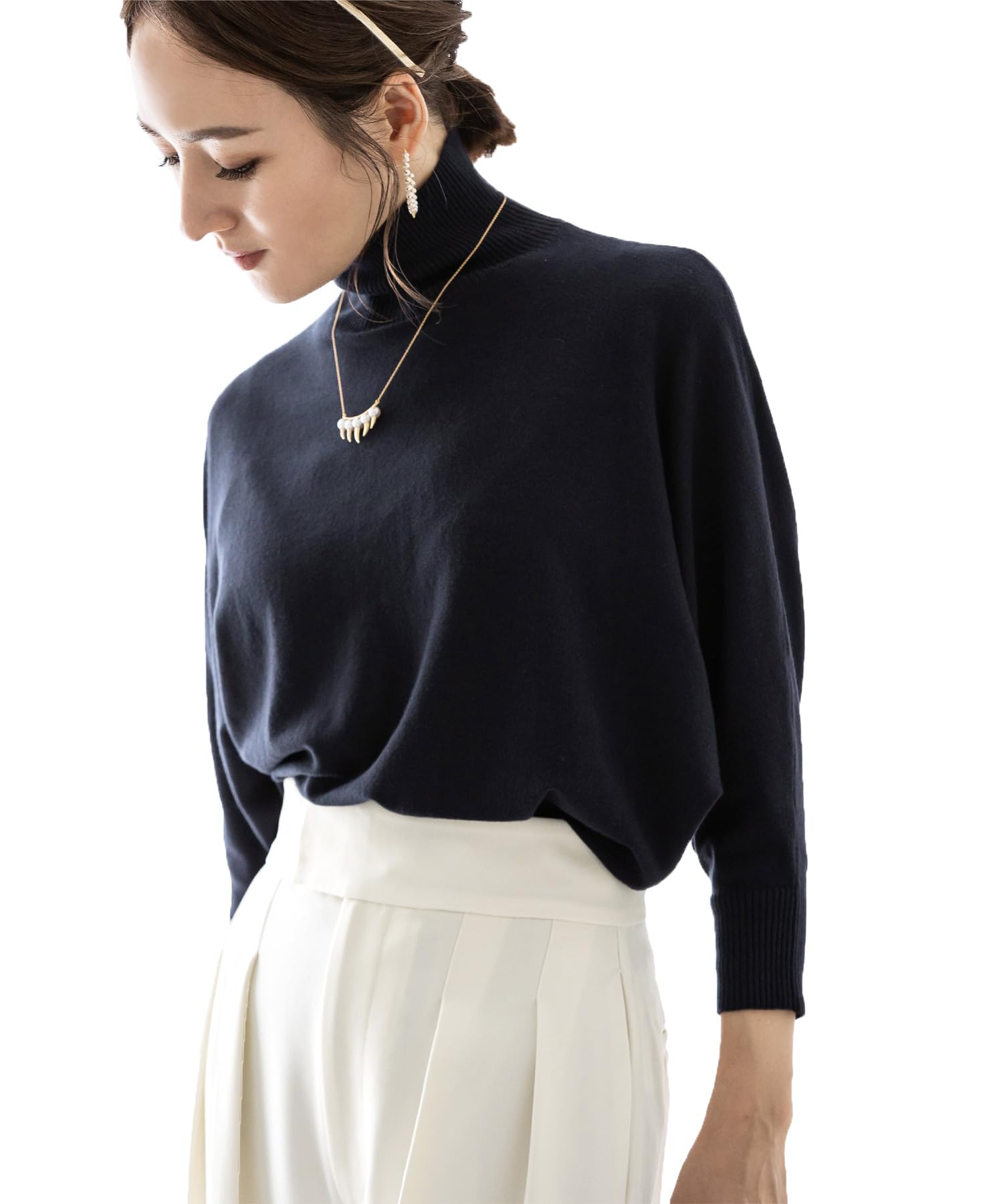 

Yours BCXU1491 High Neck Dolman Sleeve Size L Women s Knit, Navy,