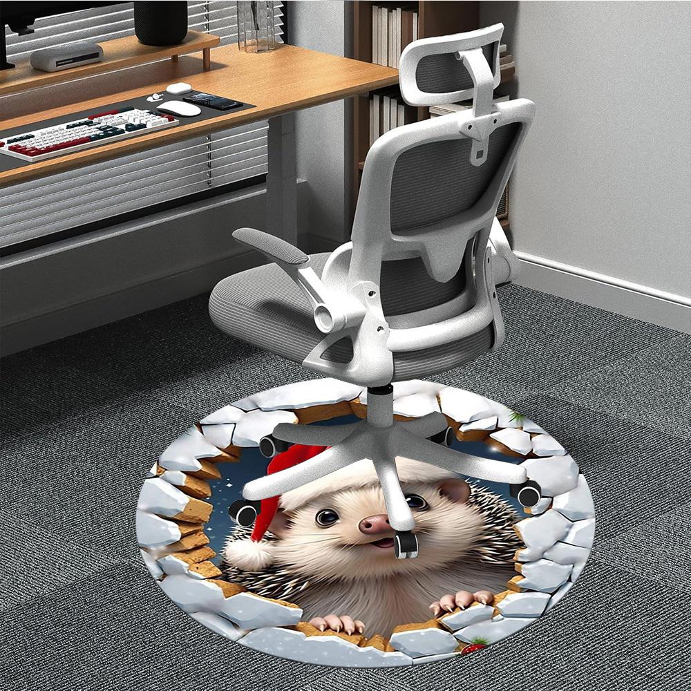 

1pc Christmas Hedgehog Chair Carpet for Office Non-Slip Mat for Office - Decorative Floor Mat yy251030217 80cm by 80cm