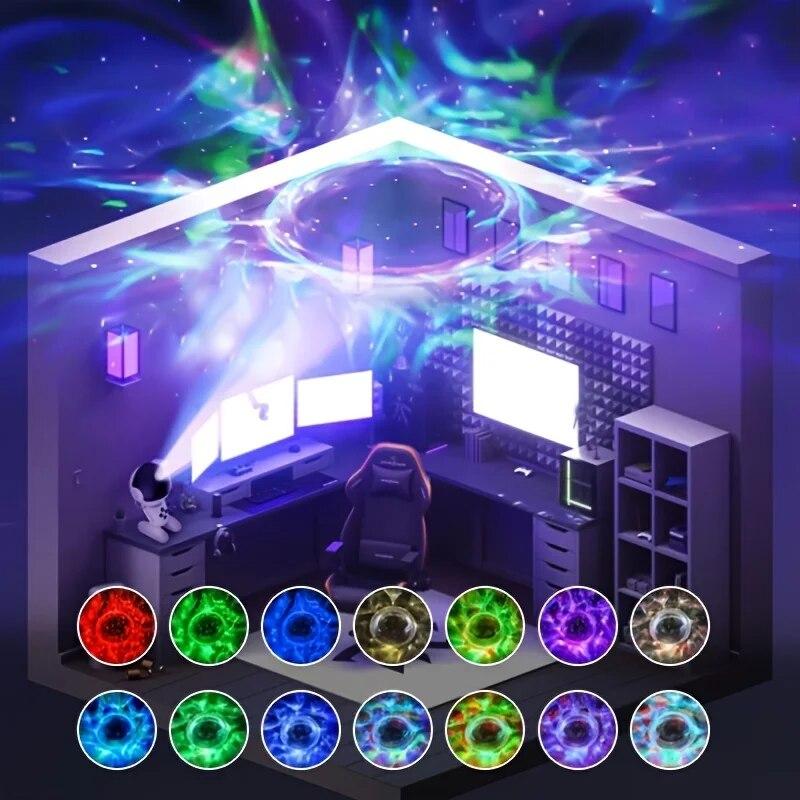 Galaxy Projector Starry Night Light Space Black Hole Robot Starry Night Projector with Remote Control For Game Room