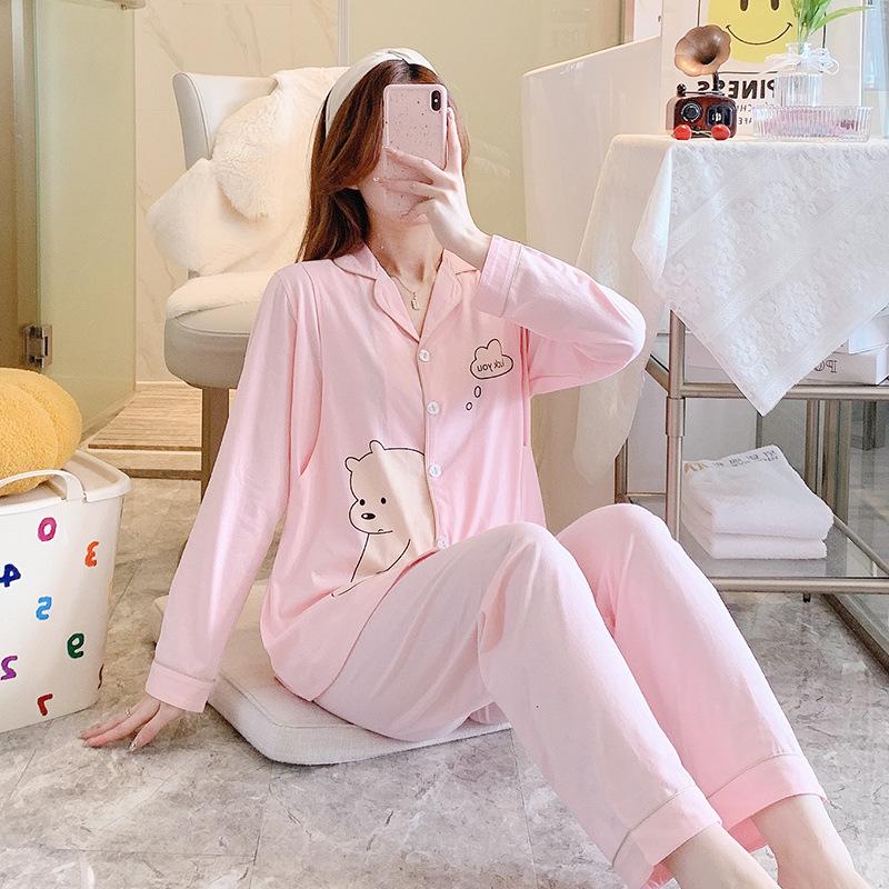 Plus Size Cotton Nursing Pajama Set for Postpartum and Pregnancy - Spring/Summer/Autumn Wear.