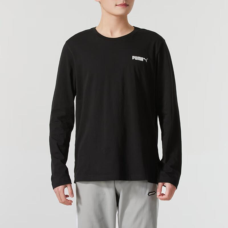 Puma Logo Comfortable Breathable Casual Long Sleeve T-Shirt Men Tops Black 691339-01