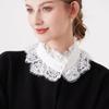 Women Faux Collar Eyelash Flower Lace Detachable Blouse Collar Necklace with False Sleeves Cuffs Set Clothing Accessory