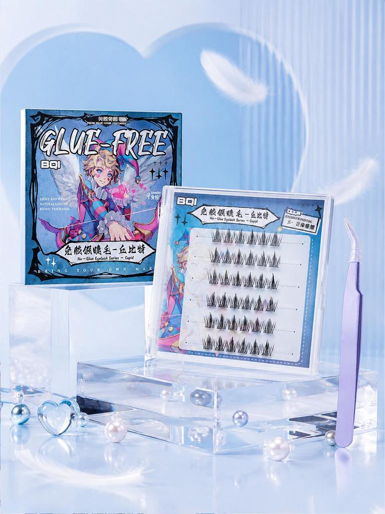 Glue-free Self-adhesive False Eyelashes, Curling and Long Natural Simulation Segmented Single Cluster Eyelashes