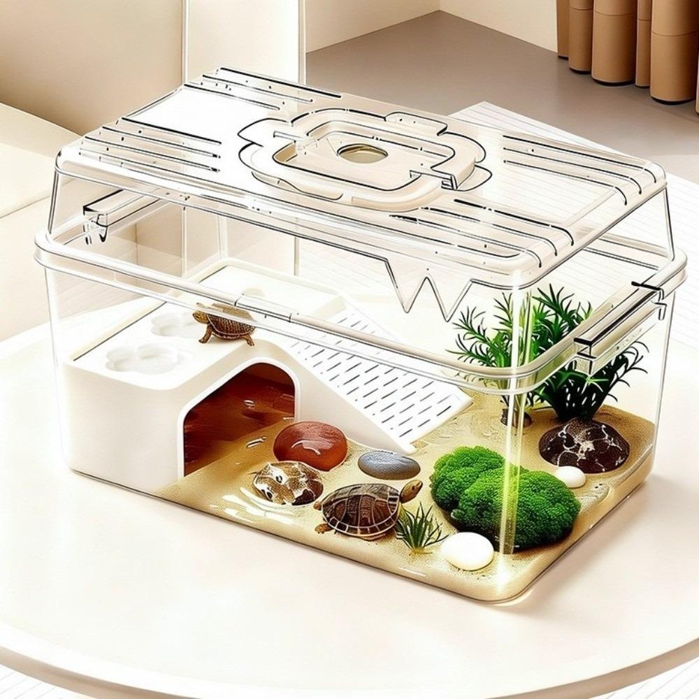 Transparent Reptile Terrarium Breathable Turtle Basking Platform Turtle Tank Hermit Crab